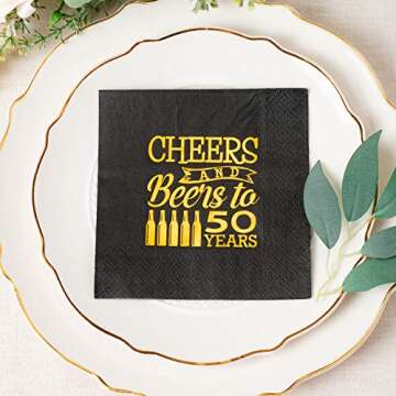 Crisky Cheers to 50 Years 50th Birthday Napkins - Stylish & Eco-Friendly 50 PCS