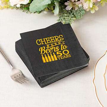 Crisky Cheers 50 Years Elegant Birthday Napkins for Party