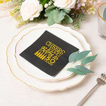 Crisky Cheers 50 Years Elegant Birthday Napkins for Party