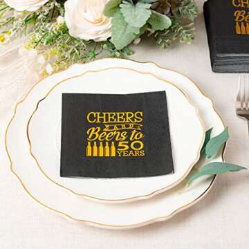 Crisky Cheers 50 Years Elegant Birthday Napkins for Party