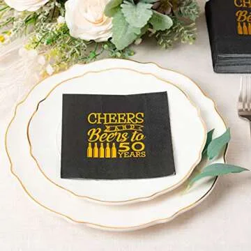Crisky Cheers 50 Years Elegant Birthday Napkins for Party