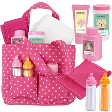 Click N' Play Baby Girl Doll Diaper Bag - Complete Play Set with Accessories for Kids