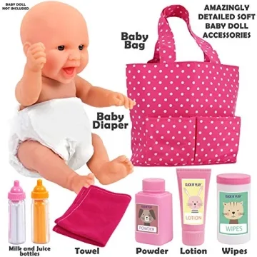 Click N' Play Doll Diaper Bag Set for Kids' Pretend Play