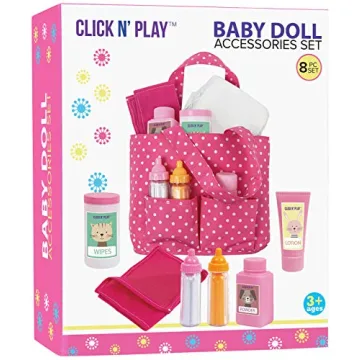 Click N' Play Doll Diaper Bag Set for Kids' Pretend Play