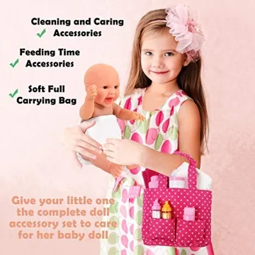 Click N' Play Doll Diaper Bag Set for Kids' Pretend Play