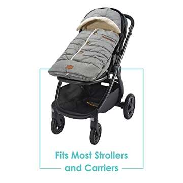 JJ Cole Bundle Me Winter Toddler Car Seat Cover and Bunting Bag - Urban - Weather Resistant Baby Carrier Cover - Winter Baby Essentials - Heather Gray