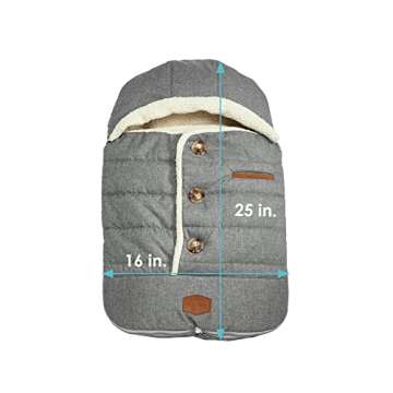 JJ Cole Bundle Me Winter Toddler Car Seat Cover and Bunting Bag - Urban - Weather Resistant Baby Carrier Cover - Winter Baby Essentials - Heather Gray