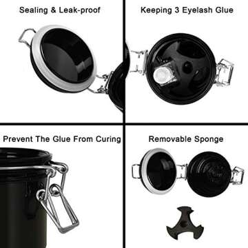 Vumdua Eyelash Glue Storage Tank, Activated Carbon Sealed Leak-proof Jar Container for Lash Extension Extension, Grafting Eyelash Supplies