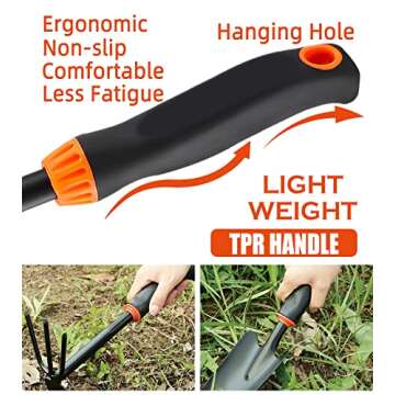 DOWELL Garden Tool Set Gardening Kit Pruning Shears, Hand Trowel, Transplant Trowel, Hand Rake with ...