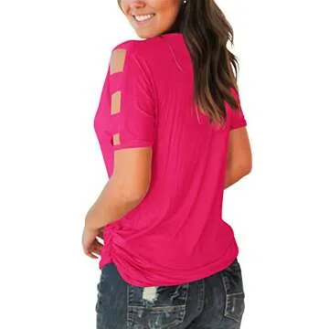 Jescakoo Womens T Shirts Short Sleeve Rayon Tops for Women Cute Tops Rose Red XL