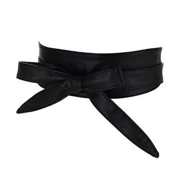 Aecibzo Women's Stylish PU Leather Tie Belt for Outfits