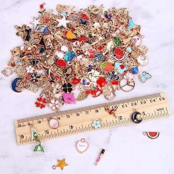 SANNIX 350Pcs Bracelet Charms Jewelry Making Charms Assorted Gold Plated Enamel Pendants for DIY Necklace Bracelet Earring Craft Supplies