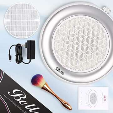 Belle Nail Dust Collector Machine with Reusable Filter, Powerful Nail Vacuum Technician Supplies Professional Nail Tech Equipment Suction Fan Dust Collector for Acrylic Nails Salon