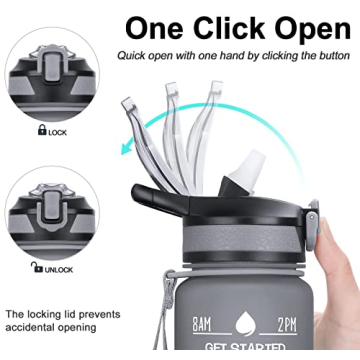 MEITAGIE 32oz Motivational Sports Water Bottle with Straw