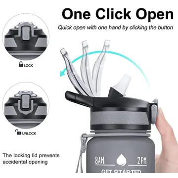 MEITAGIE 32oz Motivational Sports Water Bottle with Straw