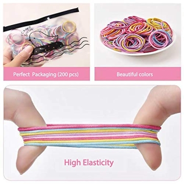 200pcs Vibrant Hair Ties for Toddlers Durable Elastic Bands