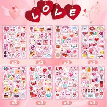 468 PCS Valentines Stickers for Kids, Colorful Heart Stickers Bulk Valentines Crafts Kids Party Favors Supplies, Valentine's Day Stickers for Water Bottle Gifts Box Valentine Decorative for Her & Him