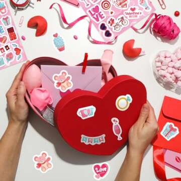 468 PCS Valentines Stickers for Kids, Colorful Heart Stickers Bulk Valentines Crafts Kids Party Favors Supplies, Valentine's Day Stickers for Water Bottle Gifts Box Valentine Decorative for Her & Him