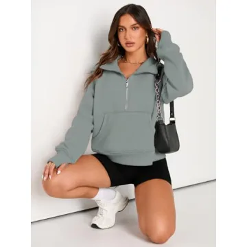 AUTOMET Women's Cozy Half Zip Cropped Hoodie - Fall Essential
