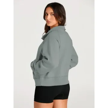 AUTOMET Women's Cozy Half Zip Cropped Hoodie - Fall Essential