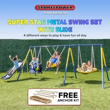 Sportspower Super Star Kids Metal Swing Set - Durable Outdoor Fun