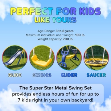 Sportspower Super Star Kids Metal Swing Set - Durable Outdoor Fun