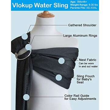 Vlokup Baby Water Ring Sling Carrier | Lightweight Breathable Mesh Baby Wrap for Infant, Newborn, Ki...