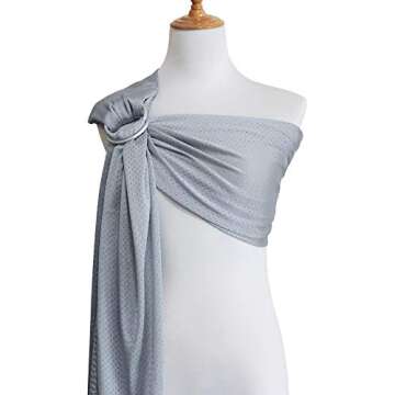 Vlokup Baby Water Ring Sling Carrier | Lightweight Breathable Mesh Baby Wrap for Infant, Newborn, Kids and Toddlers | Perfect for Summer, Swimming, Pool, Beach | Great for Dad Too Light Gray