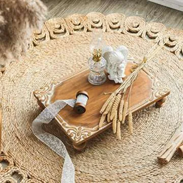 NIKKY HOME Decorative Rustic Wood Tray Centerpiece