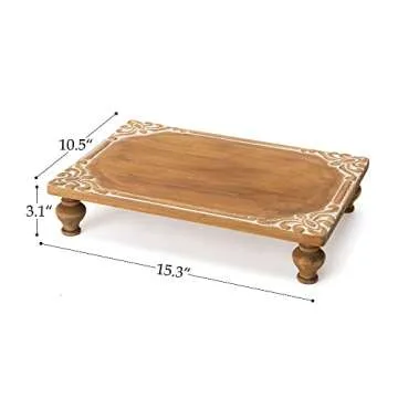 NIKKY HOME Decorative Rustic Wood Tray Centerpiece