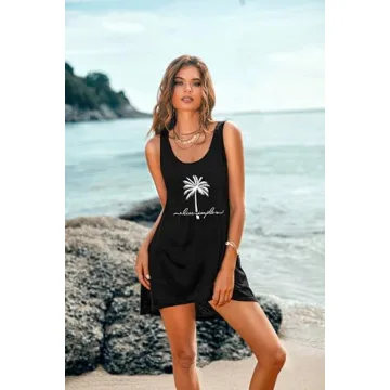 Ekouaer Women's Stylish Sleeveless Beach Coverup Dress