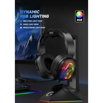 RYR USB Gaming Headset with RGB Lights and 7.1 Surround Sound
