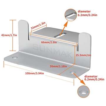SUNMAK 4 Units per Set Solar Panel Mounting Z Brackets, Solar Panel Mounting Brackets Lightweight Al...