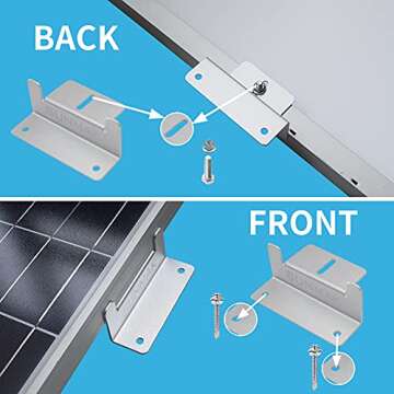 SUNMAK 4 Units per Set Solar Panel Mounting Z Brackets, Solar Panel Mounting Brackets Lightweight Aluminum Corrosion-Free for RVs, Trailers, Boats, Yachts, Wall and Other Off Gird Roof