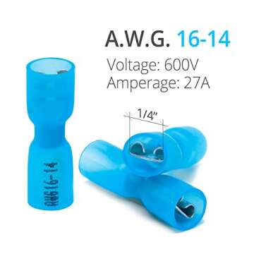 Wirefy 150 PCS Wire Spade Connectors - Quick Disconnect Heat Shrink Terminals for 16-14 Gauge