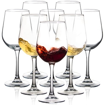 HAKEEMI Fully Tempered Wine Glasses Set of 8 – Durable Red Wine Glasses
