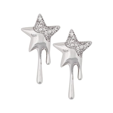OJERRY Summer Essentials Cool Silver Dripping Star Stud Earrings Y2K Studs Jewelry Accessories Coole...