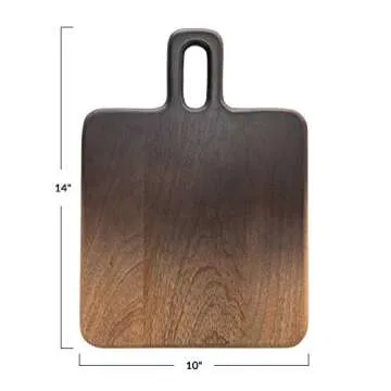 Bloomingville Mango Wood Ombre Cheese Board with Handle, Black and Natural