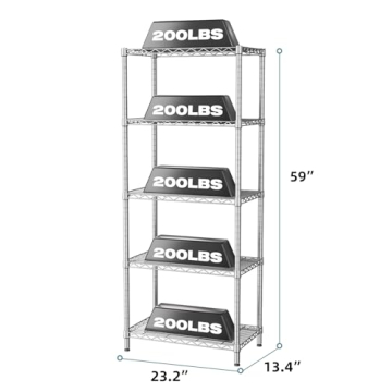 SINGAYE 5-Tier Heavy Duty Adjustable Metal Storage Shelves