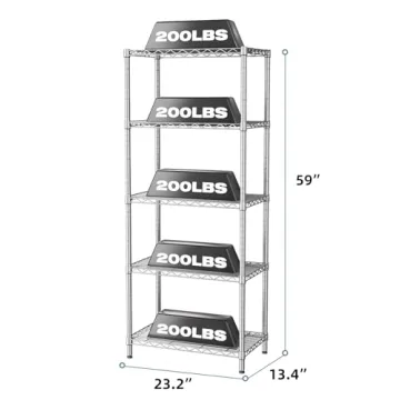 SINGAYE 5-Tier Heavy Duty Adjustable Metal Storage Shelves
