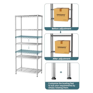 SINGAYE 5-Tier Heavy Duty Adjustable Metal Storage Shelves
