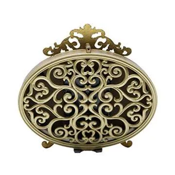 NIKKY HOME Vintage Table Clock, French Turquoise Color Rococo Style Desk Clock Battery Operated Rustic Design, Home Décor for Living Room, Bedroom, Bedside, Desk, Gift Clock - Gold