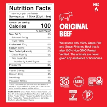 CHOMPS Grass Fed Jerky Variety Pack - Healthy Snacking