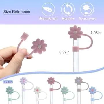 Velaco 7Pcs 0.4in/10mm Diameter Silicone Straw Covers Cap Compatible with Stanley 20 30&40 Oz Cup, Straw Toppers for Stanley 40 Oz Tumbler with Handle, Dust-Proof Straw Caps for Water Bottle