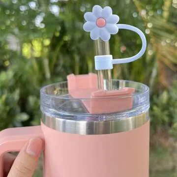 Velaco 7Pcs 0.4in/10mm Diameter Silicone Straw Covers Cap Compatible with Stanley 20 30&40 Oz Cup, Straw Toppers for Stanley 40 Oz Tumbler with Handle, Dust-Proof Straw Caps for Water Bottle