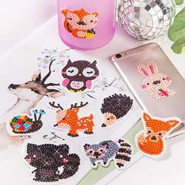 57PCS Diamond Painting Stickers for Kids - Fun DIY Diamond Painting Kits for Kids, Arts and Crafts for Kids Ages 8-12/6-8, Gem Sticker Art Kits for Kids Adult Beginners Gift