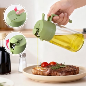 RMNJPW 2Pack Glass Oil Sprayer for Cooking 16oz/470ml, 2 in 1 Oil Dispenser with Label Stickers & Po...