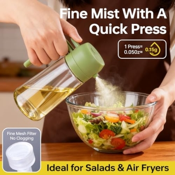 2Pack Glass Oil Sprayer with Portion Control and Labels