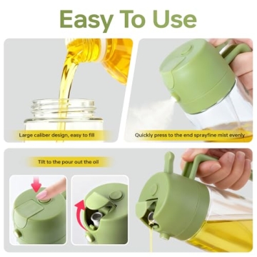 2Pack Glass Oil Sprayer with Portion Control and Labels