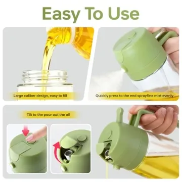 2Pack Glass Oil Sprayer with Portion Control and Labels